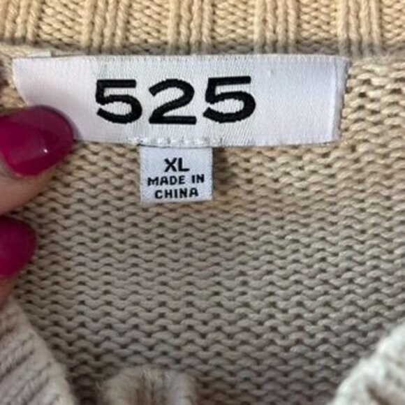 Oversized Beige Ribbed Cotton Sweater Women’s XL - Picture 4 of 9